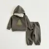 Baby Boys Christmas Tree Set Children s Hooded Flannel Tracksuit 2 Pcs Set Kids Clothes Girls Winter Coat Pant Sets 231220