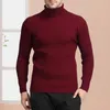 Pulls pour hommes Hommes Top en tricot Pull à col roulé Chaud Automne Hiver Pull de couleur unie avec chemise de fond côtelée cintrée pour