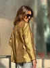 Traf Woman's Golden Blazer Fashion Fashion Jesienne Juciki Kobiety Eleganckie podkładki na ramię Opieki wierzche Kobiec Chic Long Rleeves Płaszcz 231220