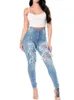 Mulheres Jeans Rasgado Mulheres Cintura Alta Senhoras Denim Calças Mulher Preto Skinny Com Buracos 231219