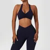 Active Sets Cross Border European And American Yoga Set Women's Elastic Beautiful Back Nude Fitness Suit Quick Drying Breathable