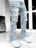 Мужские джинсы Новые европейские и американские тяжеловесные мужские джинсы Streetwise Stretch Patch High Street прямого кроя, осень 2023 г. L231220 L231220