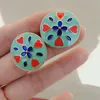 Boucles d'oreilles en forme de cœur médiéval pour femmes, bijoux de luxe en émail, fleurs de glaçage goutte à goutte, accessoires à Clip de couleur contrastée