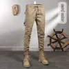 Men's Pants Autumn And Winter Fashion Outdoor Motorcycle Stitching Stretch Slim-Fitting Ankle-Tied Overalls Men Trendy Casual