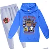 Clothing Sets Kids 2Pcs Boys Girls Childrens Set Cartoon Animal Printing Clothes Sport Suit Fnaf Outwear Hoodies Long Pants Drop Deliv Dhdkg