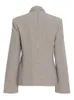 TWOTWINSTYLE Aushöhlen Chic Blazer Für Frauen Kerb Kragen Langarm Patchwork Einreiher Blazer Weibliche Mode 231220