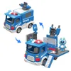 Jouets de transformation Robots ABS Mini Force simulant des jouets de scène de combat avec des figurines d'action sonores et lumineuses Ambulance Ingénieur Voiture Jouet pour enfants Cadeau 231219