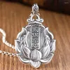 Catene lucide maitreya buddha la collana floreale di loto gocciola d'acqua guanyin bodhisattva 925 a sospensione argento in stile cinese gioielli