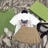 夏の子供トラックスーツ2つのピーススーツ服セットガールスカートスリーブトップショートパンツスカートガールズコスチュームキッズカジュアル服aaaaa