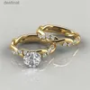 Solitaire Ring Delicate Twist Round Cut White Zircon Ring Fashion Gold Color Engagement Wedding Rings Set Jewelry for WomenL231220