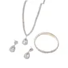 Necklace Earrings Set Shiny Jewelry For Women Women's Earring Bracelet Three-Piece Valentine's Day Gift