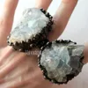 Bandringar RM43259 Massiv Celestite Cluster Crystal Ring Blue Justerbar Halloween 231219