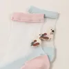 DongAi – chaussettes Ultra-fines transparentes en soie cristal pour femmes, mode d'été, Harajuku, ours mignon, confort, semelle en coton, maille