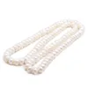 Design 10-11mm 82 cm perle d'eau douce blanche grand pain cuit à la vapeur perles rondes collier de perles chaîne de pull bijoux de mode 271Z