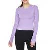 Kvinnors T -skjortor Kvinnor Tränar Toppar Solid Color Cutout Long Sleeve Yoga Athletic Shirt