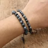 Hebra joyería hecha a mano 6MM facetado piedra labradorita negra mujeres hombres pulseras Yoga Bijoux