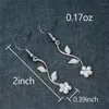 Dangle Earrings Female Cute Flower Leaf Drop White Blue Opal Stone Vintage Gold Silver Color Wedding For Women