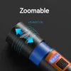 1pc Portable Super Bright Pocket Flashlight, LED Powerful Rechargeable Zoomable Lamp With Hook, For Outdoor Camping Hiking Lighting