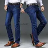 Men's Jeans Plus Size Classic Men's Slim Straight Jeans Fashion Business Casual Elastic Denim Pants Black Blue Brand Trousers 40 42 44 L231220