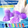 Dog Apparel 4pcs Pet Rain Shoes Portable Anti Slip Waterproof Rubber Boots Puppy S-L Cat