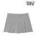 TRAF Mujer moda con pantalones cortos plisados faldas Vintage cintura alta cremallera lateral Mujer Skort Mujer 231220