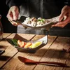プレート日本の寿司ディナープレートコマーシャルウエスタンサラダデザートサービングトレイブラックディッシュセラミック