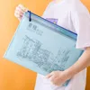 Thickened A3 File Bag Large Capacity Student Supplies Transparent Mesh Zipper Office Book Test Paper Archive 231220