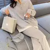 Women's Two Piece Pants Two Piece Skirt Set Women 2024 Autumn Loose Casual Sweater Wide Leg Pant Sets Knitted Suit in Matching Sets Women's Clothing 231219