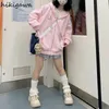 メンズフーディーズスウェットシャツ日本の甘いジップアップフーディー女性服フード付き犬刺繍Y2K