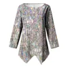 Women's Blouses 3/4 Sleeve Sparkly Shirts For Women Solid Color Tops Short Womens Medium Scrub Jackets