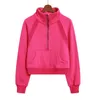 Fashionable short hoodie women's yoga sweatshirt casual full zip jacket Plush hoodie Long sleeve multi-color half-zip fitness wear Running fitness coat z6