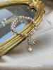 Strand Minar Charms Contrast Color Freshwater Pearl Bracelet For Women 14K Real Gold Plated Copper CZ Zircon Flower Charm Bracelets
