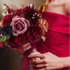Декоративные цветы, осенний комбинированный набор терракотовых роз со стеблями для осенней свадьбы, невесты, детского душа, сделай сам, центральные украшения для стола