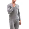 Herren-Thermounterwäsche für Herren, Winter, 2-teiliges Set, Fleece, langärmelig, Oberteil, dick, elastisch, Unterhemd, Unterhose, Hose, feste Nachtwäsche