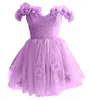 Abiti corti da ritorno a casa in tulle con spalle scoperte Fiori Una linea Cocktail Abiti da cerimonia per occasioni formali Cocktail Prom Party HD1028