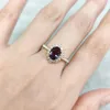 Trouwringen Gem's Beauty Unieke Oval Cut Alexandrite Birthstone Verlovingsring Goud 925 Sterling Zilver Cluster Halo Bruidsring voor vrouwen 231219