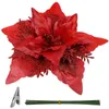 Decorative Flowers Poinsettia Christmas Glitter Artificial Clips Stems Tree Ornaments Diy Xmas