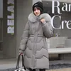 Trench da donna caldo piumino invernale allentato 2023 elegante cappotto con cappuccio isolamento addensato abbigliamento donna collo di pelliccia lungo Parka