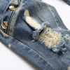 Herenjeans Heren Gescheurd gat Patchwork Klinknagel Slim Fit Punkstijl Gewassen potlooddenimbroek Hiphopbroek