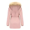 여자 자켓 겨울 면화 패딩 코트 2023 윈드 브레이커 캐주얼 모피 칼라 두꺼운 후드 스노우 코트 따뜻한 양털 숙녀 재킷 오버 코트