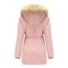 Giacche da donna Cappotti invernali imbottiti in cotone 2023 Giacca a vento Collo in pelliccia casual Cappotto da neve con cappuccio spesso Cappotto caldo in pile da donna