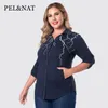 Tops P N Plus Size Women T Shirt Tee Casual Blue Cotton Female Top For Home Outerwear Vneck Elasticity Clothes 160138