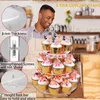 Bakningsverktyg 3 Tier Akryl Cupcake Stand Rounded Display för födelsedag Baby Shower Tea Party och bröllopsdekor Lätt att använda