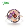 Anelli nuziali Vistoso Real 14K 585 Rose Gold Anello per donne Sparkling Diamond Multi-Cloring Gems Cluster Cluster Festa del matrimonio Delicati gioielli fine 231219