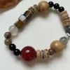 Cloudy Individual Traveler, Stunning Natural Stone, Wooden Handcrafted Year's Red New Year Bracelet, Couple Bracelet