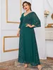 ドレストリーン女性のプラスサイズ大きなマキシドレス2022夏の緑の豪華なエレガントなフォーマンなイスラム教徒のイブニングパーティーフェスティバル服