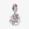 Nova chegada 100% 925 prata esterlina rosa coração família árvore balançar charme caber original europeu charme pulseira moda jóias 273u