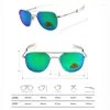 Solglasögon ao man designer America USA Military Aviation Pilot Sun Glasses Color Tempered Glass Lens Top Quality