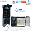 Dörrlås Fingeravtryck Låsvattentät Tuya WiFi Remote Control Bluetooth TTlock App Card Digital Code Key Less Electronic Smart 231219