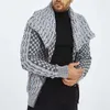 Suéter masculino de inverno, suéter casual de manga comprida de malha com gola alta e zíper, cardigã de gola alta, casaco 3xl